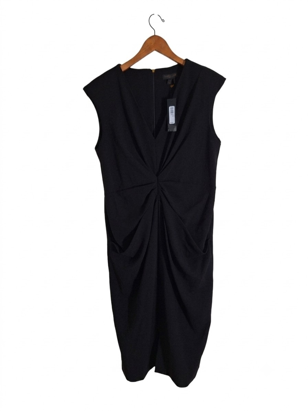 NWT Donna Karan Black Twist-Detail Midi Dress Size 14